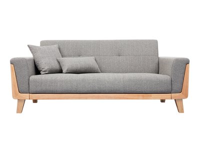 Canapé scandinave 3 places en tissu gris et bois clair FJORD